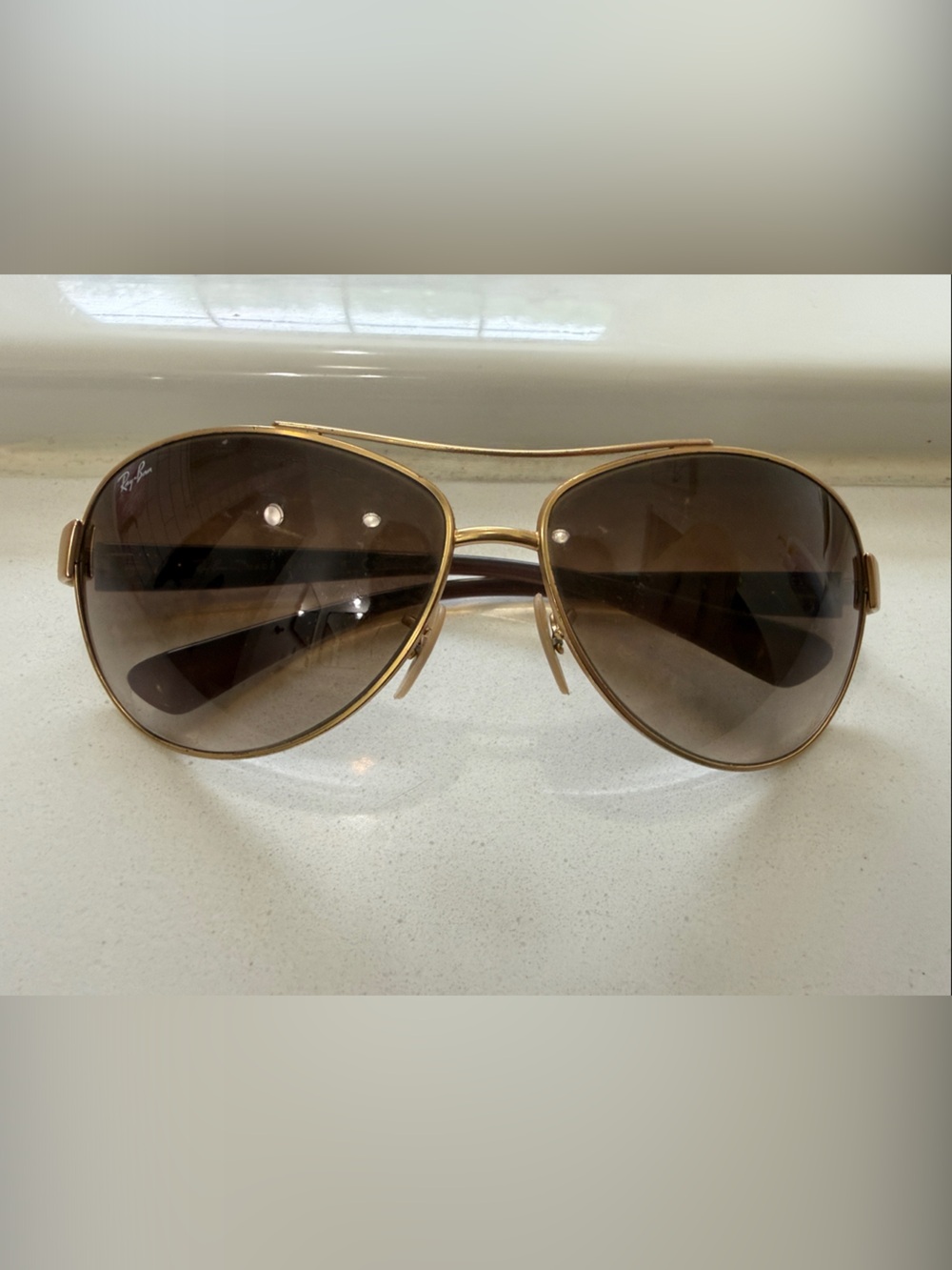 Ray-Ban Gold Frame Brown Lens Pilot Sunglasses